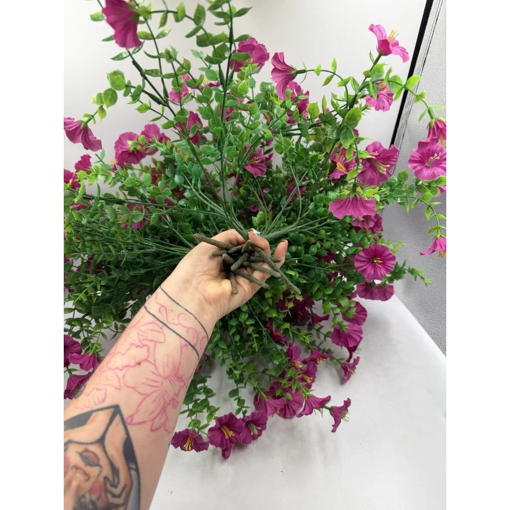 12 Pcs Artificial Hanging Calibrachoa (Million Bells) Pink Floral Arrangement